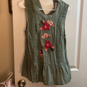 Green floral tank